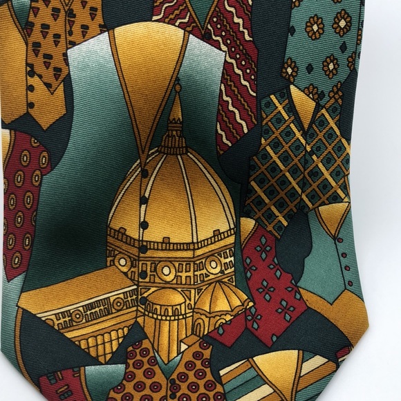 Firenze 100% Silk Tie Made in Italy.  Simone Italy. Landmarks Rome - Picture 3 of 10
